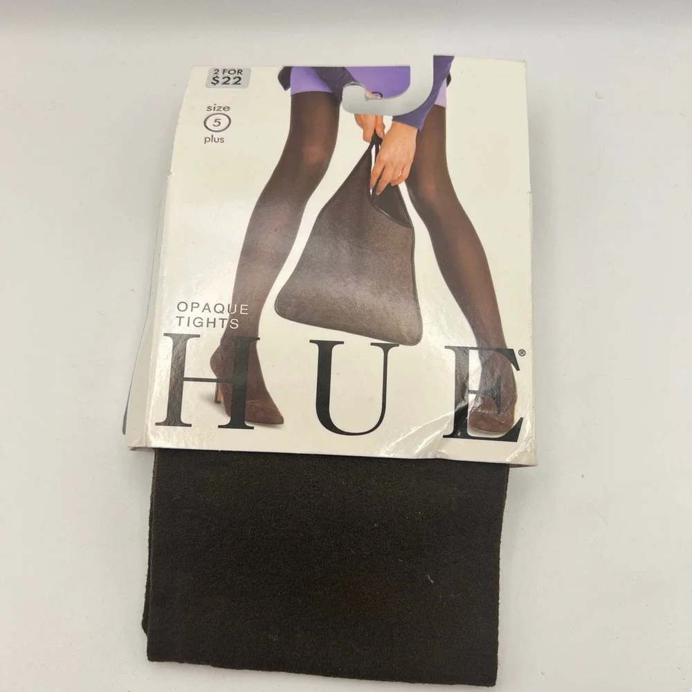 Hue Opaque Tights Women's Size 5 Espresso New In Package
